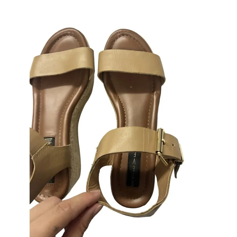 Steven By Steve Madden Sabbie Platform Espadrilles Sandals Tan 3 Inch Heel - 7.5 - Picture 2 of 8